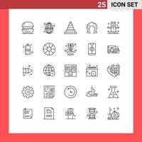 Group of 25 Modern Lines Set for patricks horseshoe decoration fortune tools Editable Vector Design Elements