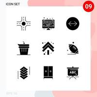 Stock Vector Icon Pack of 9 Line Signs and Symbols for rugby up swipe arrows arrows kitchen Editable Vector Design Elements