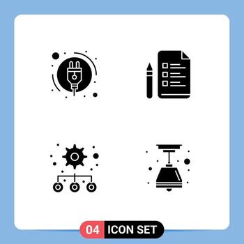 Set of Modern UI Icons Symbols Signs for energy consumption settings file pencil light Editable Vector Design Elements