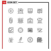 16 Thematic Vector Outlines and Editable Symbols of case brief business bag office Editable Vector Design Elements