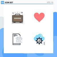 Modern Set of 4 Flat Icons Pictograph of case technology love like setting Editable Vector Design Elements