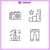 4 Icons in Line Style Outline Symbols on White Background Creative Vector Signs for Web mobile and Print Creative Black Icon vector background