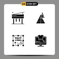 4 Thematic Vector Solid Glyphs and Editable Symbols of education creative space space craft page Editable Vector Design Elements
