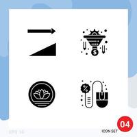 Pictogram Set of 4 Simple Solid Glyphs of ascending coin conversion money mouse Editable Vector Design Elements