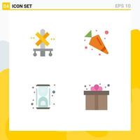 Pack of 4 Modern Flat Icons Signs and Symbols for Web Print Media such as cross laboratory train vegetable process Editable Vector Design Elements