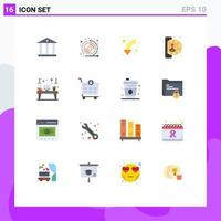 16 Flat Color concept for Websites Mobile and Apps desk game arrow fun down Editable Pack of Creative Vector Design Elements