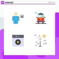 Group of 4 Flat Icons Signs and Symbols for avatar favorite human public bus cocktail Editable Vector Design Elements