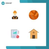 Modern Set of 4 Flat Icons and symbols such as worker metrics construction sport design Editable Vector Design Elements