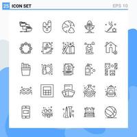 Modern 25 Line style icons Outline Symbols for general use Creative Line Icon Sign Isolated on White Background 25 Icons Pack Creative Black Icon vector background