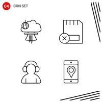 Collection of 4 Vector Icons in Line style Pixle Perfect Outline Symbols for Web and Mobile Line Icon Signs on White Background 4 Icons Creative Black Icon vector background