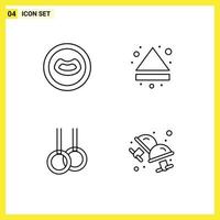 Group of 4 Filledline Flat Colors Signs and Symbols for anatomy rings arrow down cufflink Editable Vector Design Elements