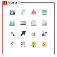 16 User Interface Flat Color Pack of modern Signs and Symbols of computer code wardrobe coding spring Editable Pack of Creative Vector Design Elements