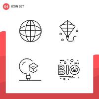 Pack of 4 Universal Outline Icons for Print Media on White Background Creative Black Icon vector background