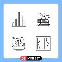 4 Line Black Icon Pack Outline Symbols for Mobile Apps isolated on white background 4 Icons Set Creative Black Icon vector background