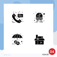 Group of 4 Modern Solid Glyphs Set for call insurance message train content Editable Vector Design Elements