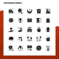 25 conjunto de iconos de energía sostenible plantilla de ilustración de vector de icono de glifo sólido para ideas web y móviles para empresa comercial