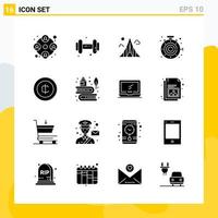 Collection of 16 Universal Solid Icons Icon Set for Web and Mobile Creative Black Icon vector background