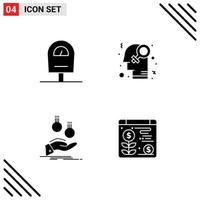 Universal Icon Symbols Group of 4 Modern Solid Glyphs of machine currency feminism homosexuality money Editable Vector Design Elements