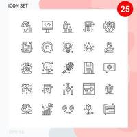 Pictogram Set of 25 Simple Lines of interaction apps bad app thought Editable Vector Design Elements