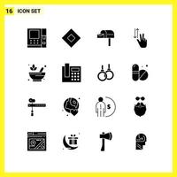 16 Icon Set Simple Solid Symbols Glyph Sign on White Background for Website Design Mobile Applications and Print Media Creative Black Icon vector background