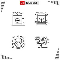 4 Icons Line Style Grid Based Creative Outline Symbols for Website Design Simple Line Icon Signs Isolated on White Background 4 Icon Set Creative Black Icon vector background