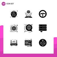 Modern Set of 9 Solid Glyphs and symbols such as discussion warranty connect return earnings Editable Vector Design Elements