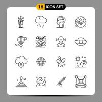 16 Black Icon Pack Outline Symbols Signs for Responsive designs on white background 16 Icons Set Creative Black Icon vector background