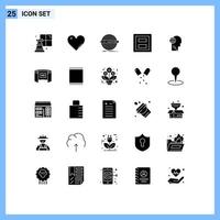 Pictogram Set of 25 Simple Solid Glyphs of two layout design frame target Editable Vector Design Elements
