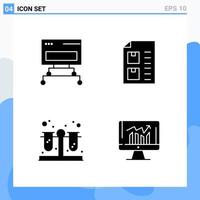 Modern 4 solid style icons Glyph Symbols for general use Creative Solid Icon Sign Isolated on White Background 4 Icons Pack Creative Black Icon vector background