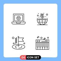 4 Line Black Icon Pack Outline Symbols for Mobile Apps isolated on white background 4 Icons Set Creative Black Icon vector background