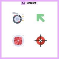 Pictogram Set of 4 Simple Flat Icons of data sauna planetary up aim Editable Vector Design Elements