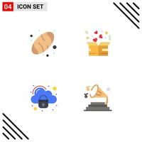 Pictogram Set of 4 Simple Flat Icons of baking cloud charity heart secure Editable Vector Design Elements