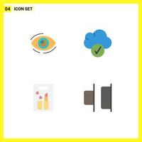 Pack of 4 Modern Flat Icons Signs and Symbols for Web Print Media such as eye data looking view beauty Editable Vector Design Elements