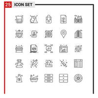 25 User Interface Line Pack of modern Signs and Symbols of building finance handbag document bank Editable Vector Design Elements