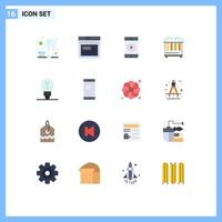 Universal Icon Symbols Group of 16 Modern Flat Colors of phone idea movie creative tubes Editable Pack of Creative Vector Design Elements