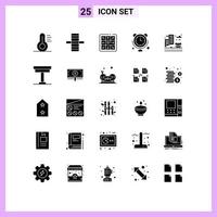 25 User Interface Solid Glyph Pack of modern Signs and Symbols of chair building play life internet of things Editable Vector Design Elements