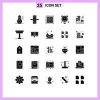 25 User Interface Solid Glyph Pack of modern Signs and Symbols of chair building play life internet of things Editable Vector Design Elements