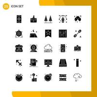 Set of 25 Commercial Solid Glyphs pack for art tree documents park forest Editable Vector Design Elements