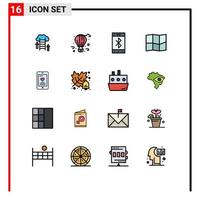 Universal Icon Symbols Group of 16 Modern Flat Color Filled Lines of phone cell city life map wireless Editable Creative Vector Design Elements