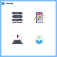 4 Universal Flat Icons Set for Web and Mobile Applications computing mountain storage cart personal Editable Vector Design Elements