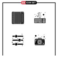 Pack of 4 creative Solid Glyphs of accordion on music keyboard photo Editable Vector Design Elements