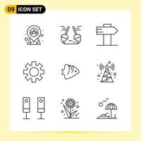 9 Creative Icons for Modern website design and responsive mobile apps 9 Outline Symbols Signs on White Background 9 Icon Pack Creative Black Icon vector background