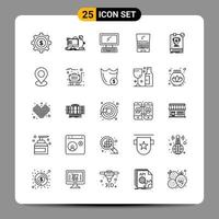 25 Black Icon Pack Outline Symbols Signs for Responsive designs on white background 25 Icons Set Creative Black Icon vector background