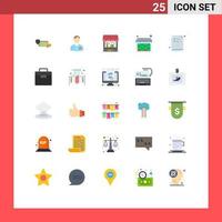 User Interface Pack of 25 Basic Flat Colors of date ship bellhop storehouse agriculture Editable Vector Design Elements