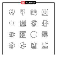 conjunto de 16 iconos de estilo de línea para web y símbolos de esquema móvil para signos de icono de línea de impresión aislados en fondo blanco 16 conjunto de iconos fondo de vector de icono negro creativo