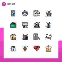 paquete de iconos de vectores de stock de 16 signos y símbolos de línea para el carrito de promoción de robots de San Valentín elementos de diseño de vectores creativos editables en línea