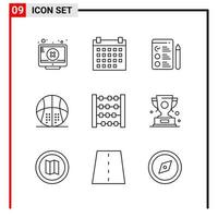 9 General Icons for website design print and mobile apps 9 Outline Symbols Signs Isolated on White Background 9 Icon Pack Creative Black Icon vector background