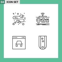 Universal Icon Symbols Group of 4 Modern Filledline Flat Colors of extension hacker heart internet secure Editable Vector Design Elements