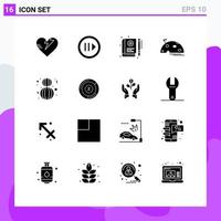 User Interface Pack of 16 Basic Solid Glyphs of mars moon e space learning Editable Vector Design Elements