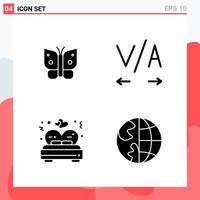 Collection of 4 Vector Icons in solid style Modern Glyph Symbols for Web and Mobile Solid Icon Sign Isolated on White Background 4 Icons Creative Black Icon vector background